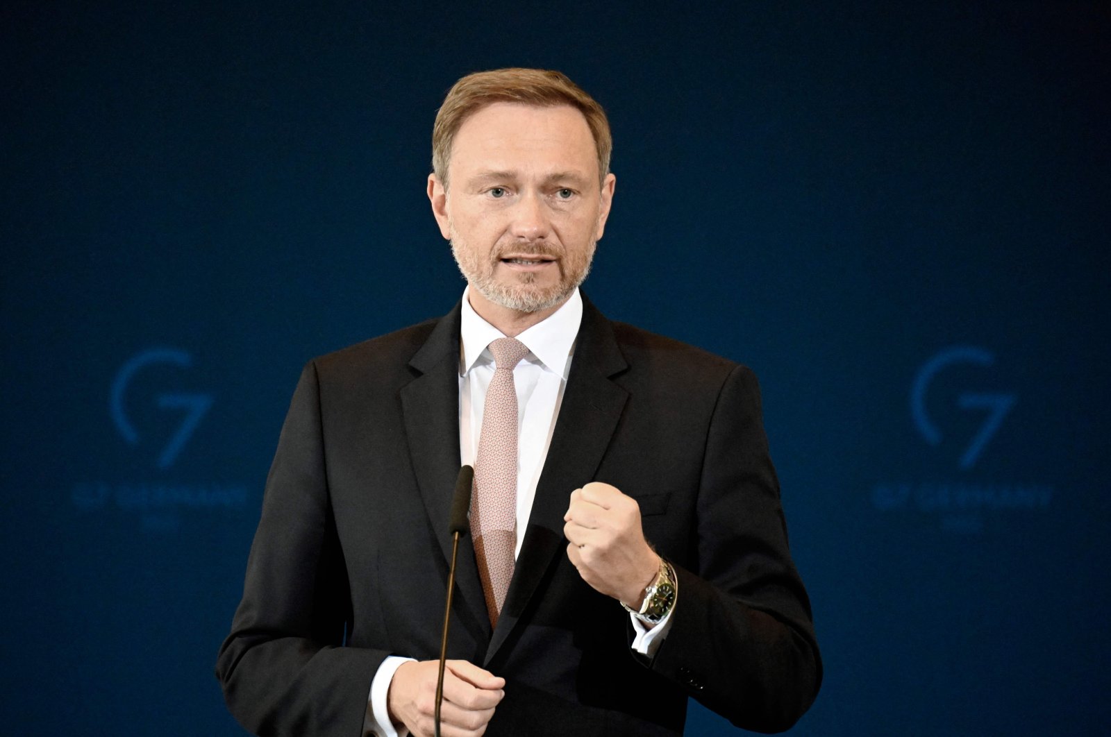 German Finance Minister Christian Lindner gestures as he addresses a press conference on a special fund for military spending in Berlin, Germany, May 30, 2022. (AFP Photo)
