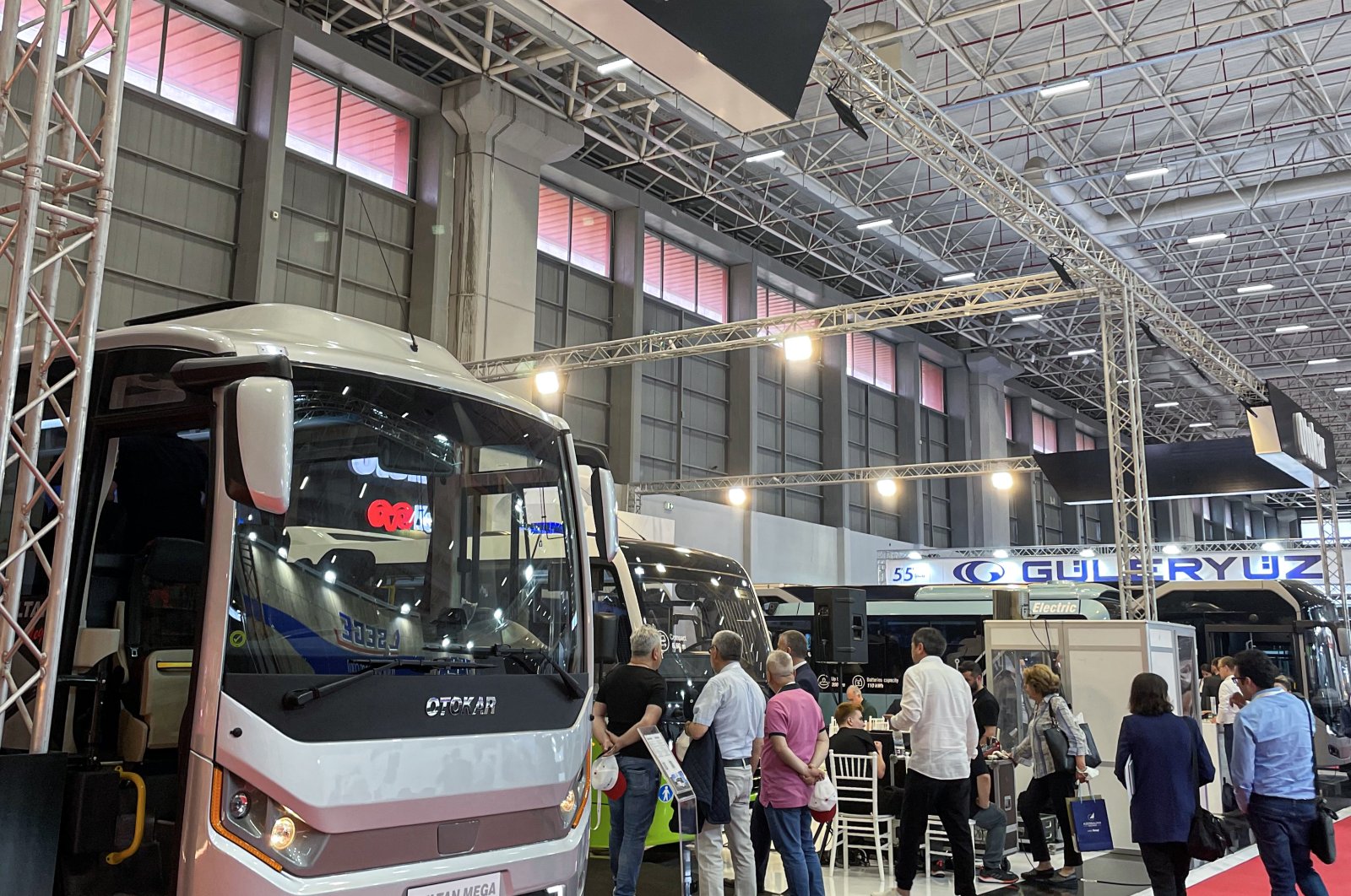 The Otokar booth at the Busworld Turkey fair in Istanbul, Turkey, May 26, 2022. (AA Photo)
