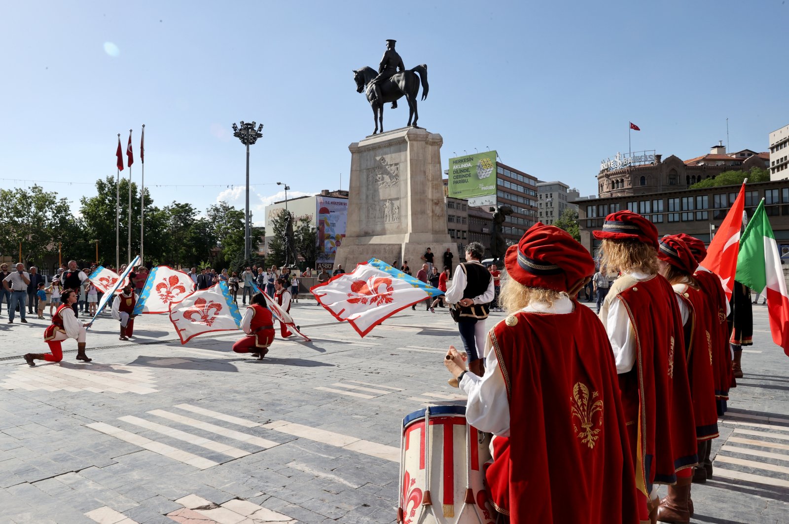 The Florence flag wavers (Sbandieratori Citta di Firenze) are seen in Ankara, Turkey, May 28, 2022 (AA Photo)