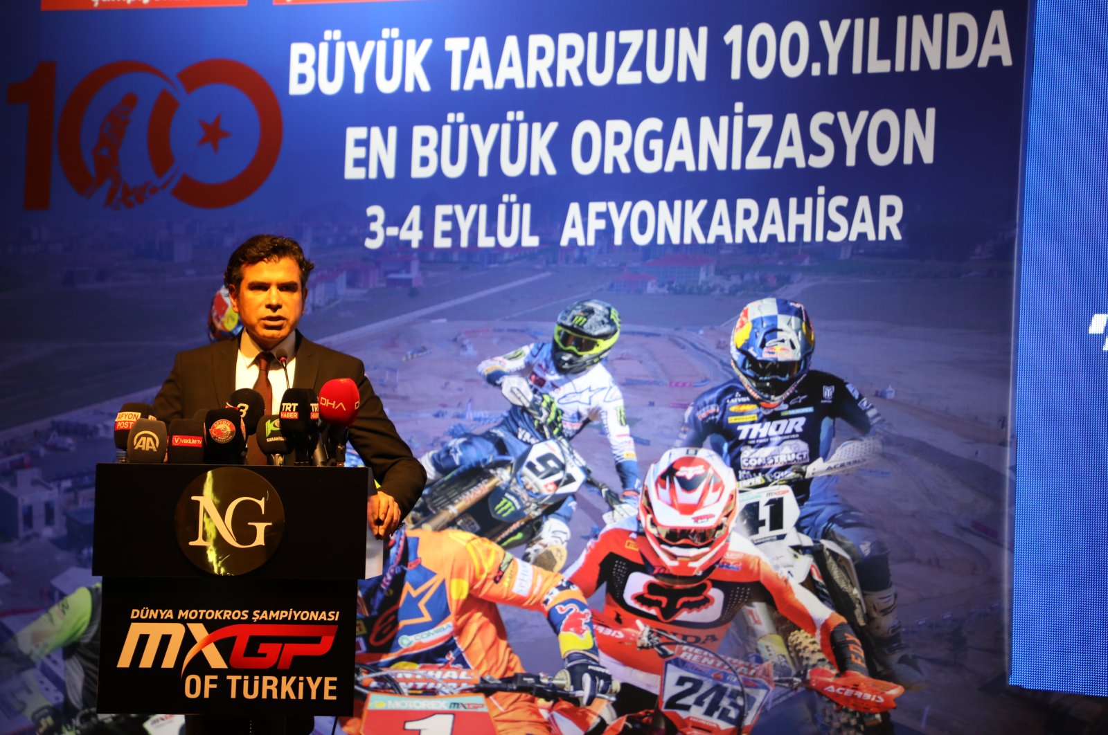 TMF head Bekir Yunus Uçar speaks at a meet-the-press program in Afyonkarahisar, central Turkey, June 1, 2022. (Courtesy of TMF)