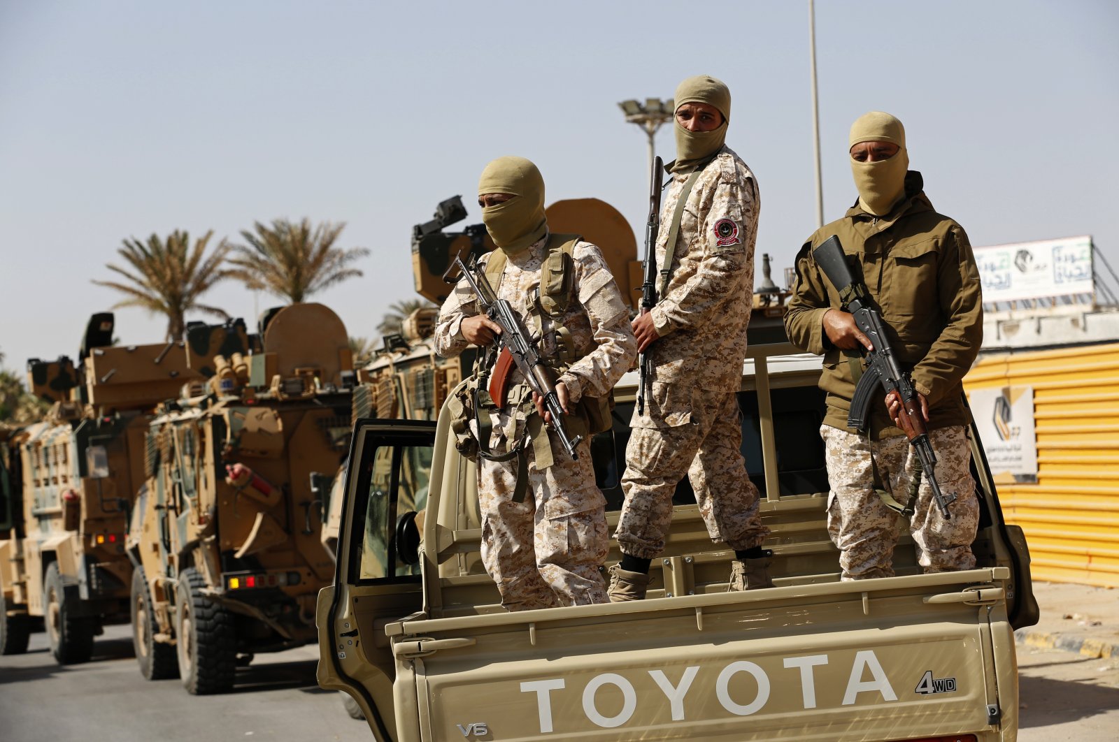 Forces loyal to Abdul Hamid Dbeibah, one of Libya’s two rival prime ministers, secure the streets of the capital, Tripoli, Libya, May, 17, 2022. (AP Photo)