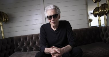 David Cronenberg poses for portrait photographs for the film "Crimes of the Future," Cannes, southern France, Wednesday, May 25, 2022. (AP)
