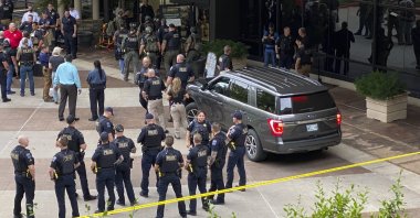 Emergency personnel respond to a shooting at the Natalie Medical Building in Tulsa, Oklahoma, U.S., June 1, 2022. (Tulsa World via AP)