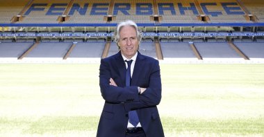 Newly appointed Fenerbahçe coach Jorge Jesus poses at the club's stadium in Kadiköy, Istanbul, June 2, 2022. (AA Photo)