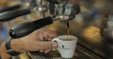 A cup of espresso is prepared at a restaurant in Sao Paulo, Brazil, May 12, 2022. (AP Photo)