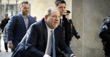 Harvey Weinstein arrives at a Manhattan courthouse as jury deliberations continue in his rape trial in New York, U.S., Feb. 24, 2020. (AP File Photo)