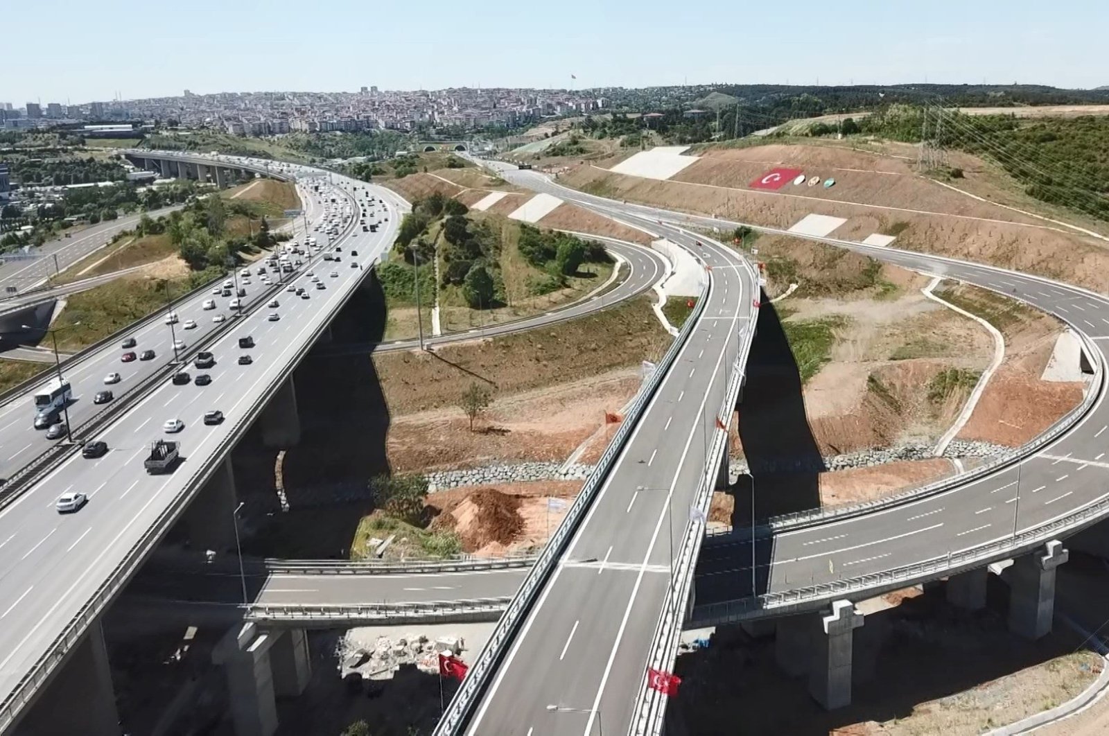 Parts of the newly completed last section of the Northern Marmara Motorway, Istanbul, Turkey, May 19, 2021. (DHA Photo)
