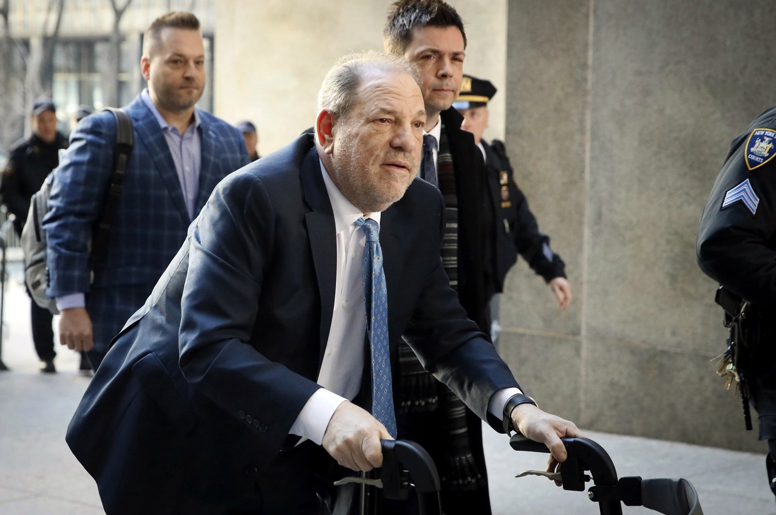 Harvey Weinstein arrives at a Manhattan courthouse as jury deliberations continue in his rape trial in New York, U.S., Feb. 24, 2020. (AP File Photo)
