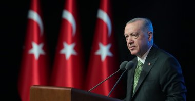 President Recep Tayyip Erdoğan speaks during a meeting in the capital Ankara, Turkey, June 2, 2022. (DHA Photo)