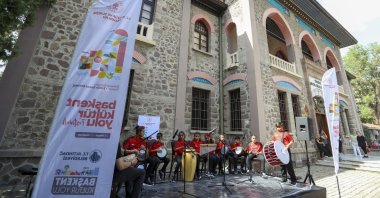 Children perform a concert in front of the Republic Museum in Ankara, Turkey, June 4, 2022. (AA Photo)