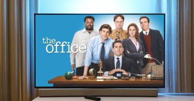 Several members of the cast from the popular American TV series "The Office" appear on a TV screen in this undated photo. (Alamy via Reuters)