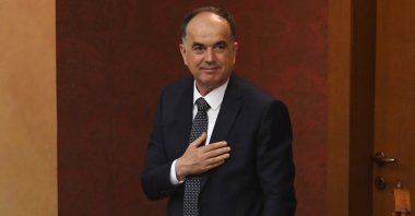 Bajram Begaj, chief of staff of the Albanian Armed Forces, reacts after being elected president by the Parliament in Tirana, Albania, June 4, 2022. (AFP Photo)