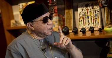 Malian singer Salif Keita is seen during an interview in the Africa House in Ankara, Turkey, June 3, 2022. (AA Photo)