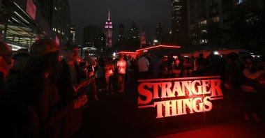 A "rift" – portal to the Upside Down – appears on the Empire State Building during a global fan moment to mark the premiere of "Stranger Things" season four, in New York, U.S., May 26, 2022. (AP Photo)