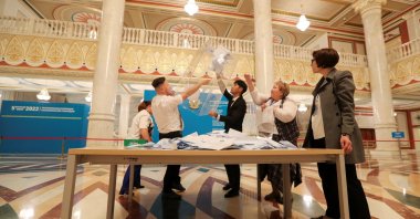 Members of a local electoral commission open a ballot box after polls closed during a constitutional referendum at a polling station in Nur-Sultan, Kazakhstan, June 5, 2022. (Reuters Photo)