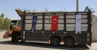 A TIKA truck carries aid in Kabul, Afghanistan, June 6, 2022. (AA PHOTO)