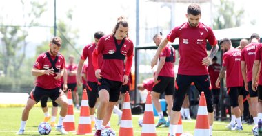 Turkey national team players train ahead of their UEFA Nations League match against Lithuania, Istanbul, Turkey, June 5, 2022. (IHA Photo)