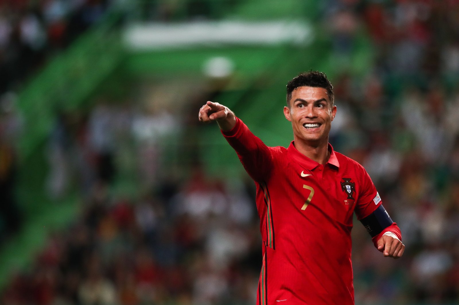 Portugal&#039;s Cristiano Ronaldo reacts during a UEFA Nations League match against Switzerland, Lisbon, Portugal, June 5, 2022. (EPA Photo)