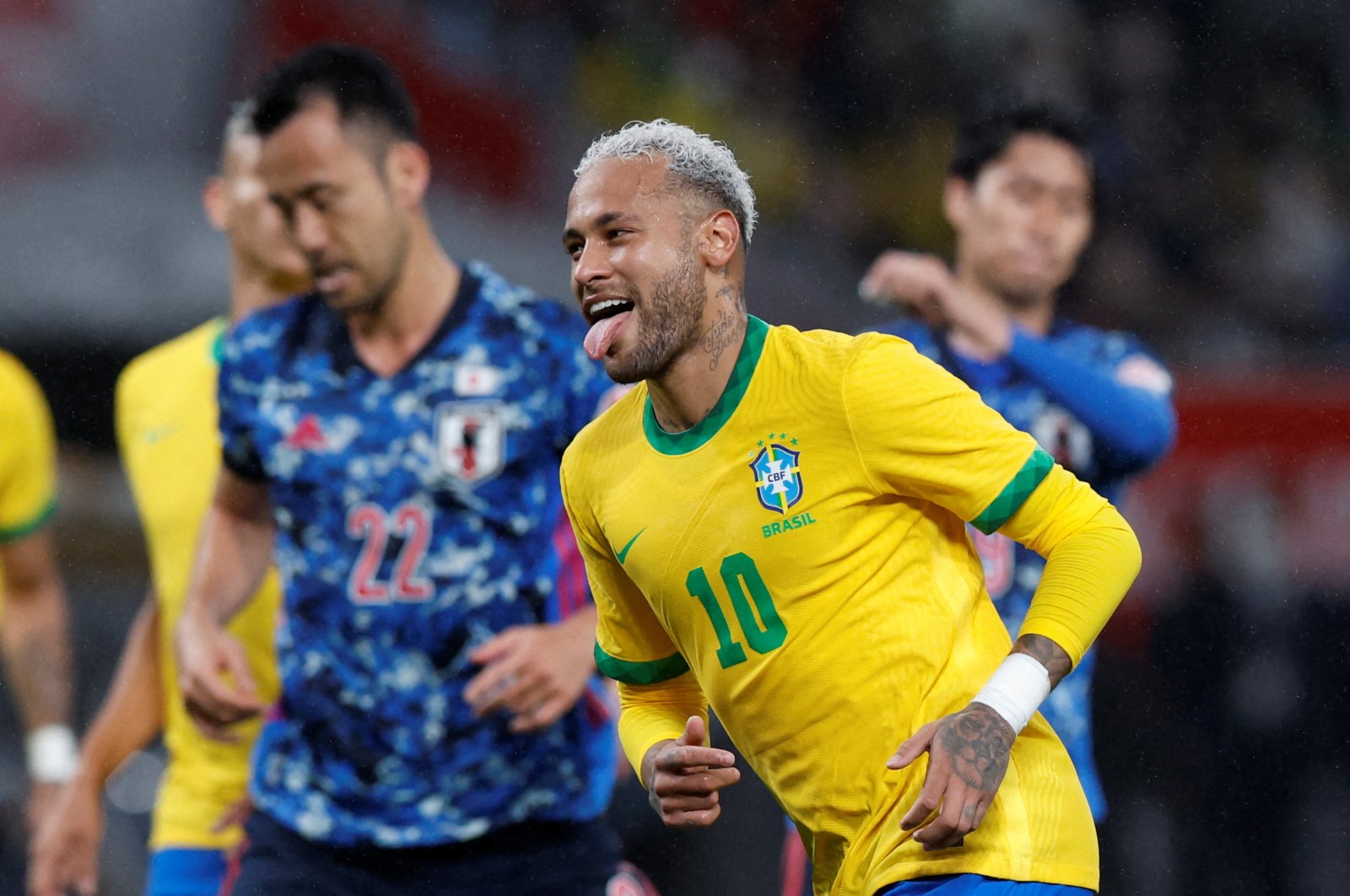 Neymar celebrates scoring against Japan in Tokyo, Japan, June 6, 2022. (Reuters Photo)