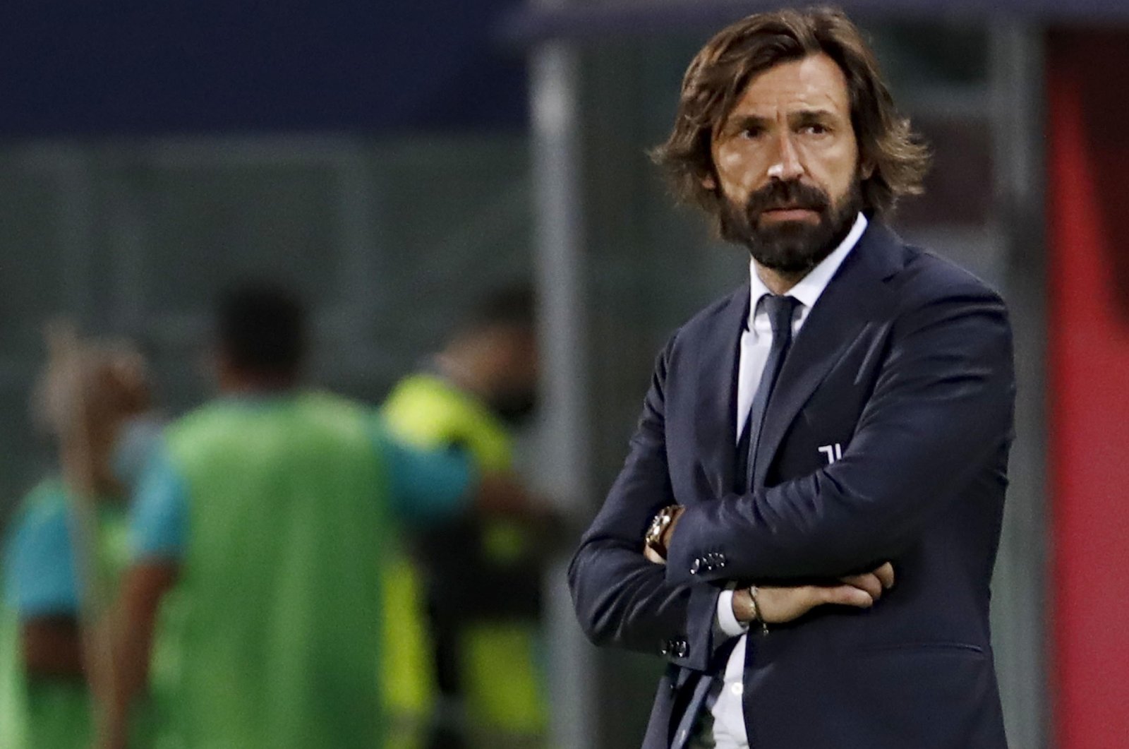 Then Juventus coach Andrea Pirlo reacts during a match against Bologna in the Serie A, Bologna, Italy, May 23, 2021. (EPA Photo)