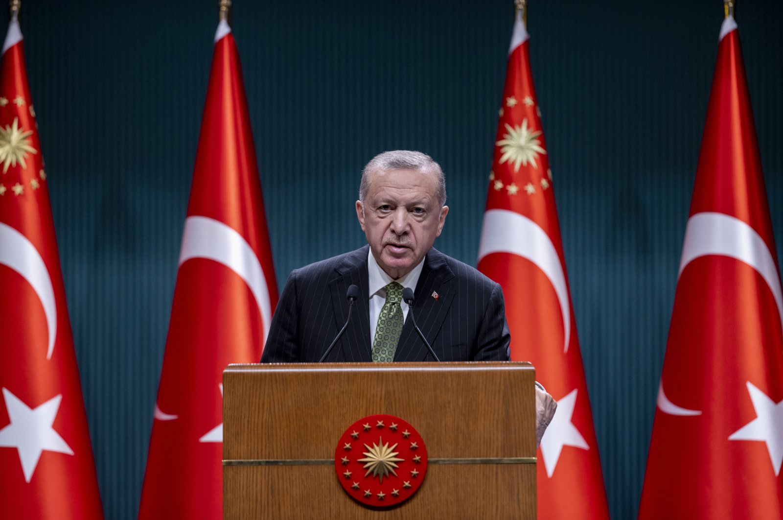 President Recep Tayyip Erdoğan delivers a speech after a Cabinet meeting, Ankara, Turkey, June 6, 2022. (AA Photo) 