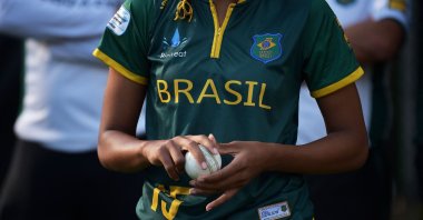 Lindsay Mariano Vilas Boas, from the Cricket Brazil professional women’s team, trains at a high-performance center in Poco de Caldas, Minas Gerais state, Brazil, May 24, 2022. (AFP Photo)