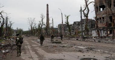 Russian forces work on demining the territory of the Azovstal steel plant during the Ukraine-Russia conflict in the southern port city of Mariupol, Ukraine, May 22, 2022. (Reuters Photo)