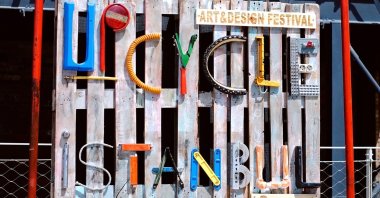 The Upcycle Istanbul sign can be seen at Museum Gazhane, in Istanbul, Turkey, June 4, 2022. (Photo courtesy of Upcycle Istanbul)