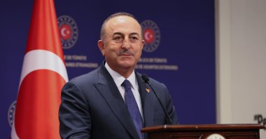 Foreign Minister Mevlüt Çavuşoğlu speaks during a joint news conference with his North Macedonian counterpart Bujar Osmani in the capital Ankara, Turkey, June 7, 2022. (AA)