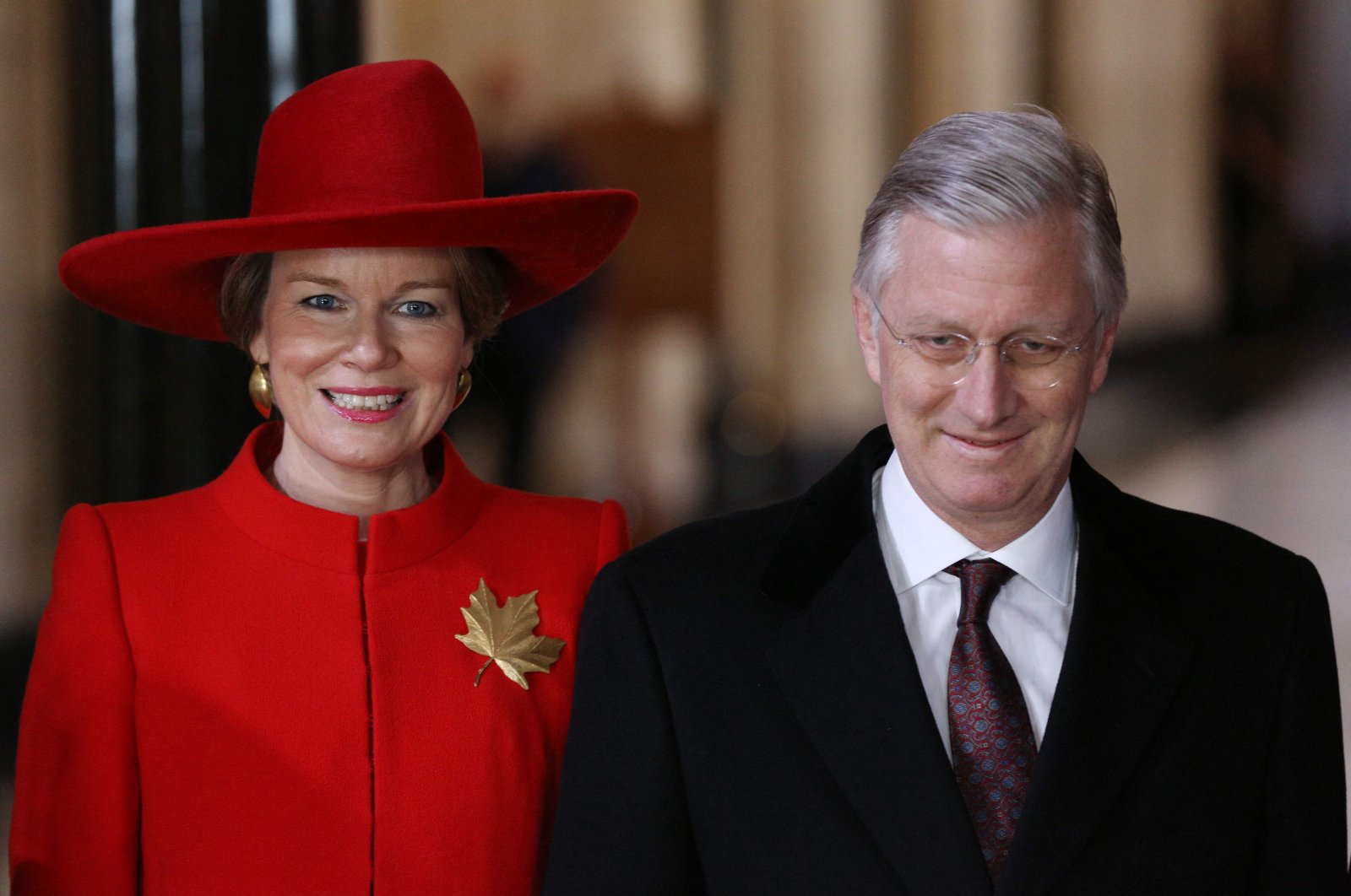 King Philippe and Queen Mathilde of Belgium pose for pictures after meeting with Canadian government representatives during a state visit, Ottawa, Ontario, Canada, March 12, 2018, (AFP File Photo)