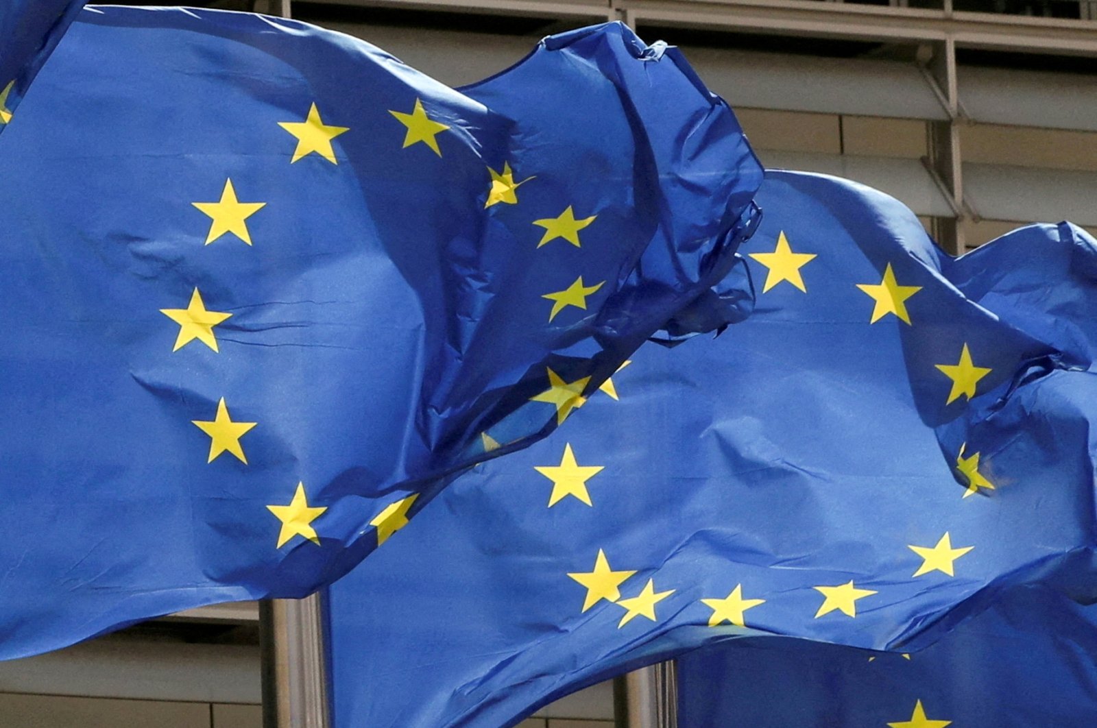 European Union flags flutter outside the European Commission headquarters in Brussels, Belgium, May 5, 2021. (Reuters Photo)