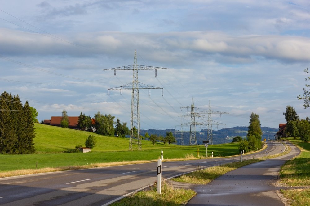 Transmission line seen in a countryside in Bavaria, Germany in this undated file photo. (Shutterstock Photo)