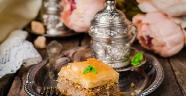 Walnut baklava on an oriental tray. (Shutterstock Photo)