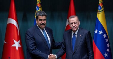 President Tayyip Erdoğan and Venezuela&#039;s President Nicolas Maduro pose after a joint news conference after their meeting in Ankara, Turkey, June 8, 2022. (Reuters Photo)