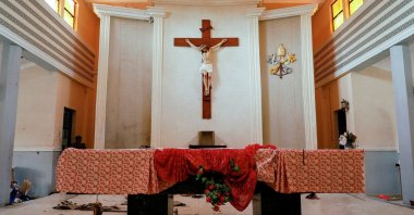 A view of Saint Francis&#039; church where worshippers were attacked by gunmen during Sunday Mass, in Owo, Ondo, Nigeria, June 6, 2022. (Reuters Photo)