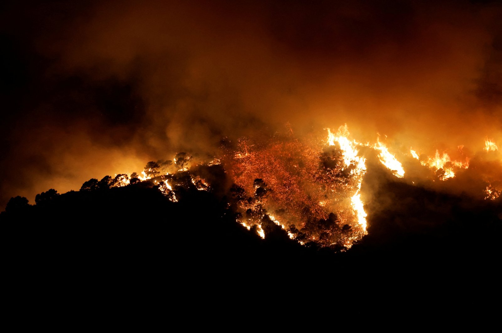A forest fire is seen in Benahavis, Spain, June 8, 2022. (Reuters Photo)