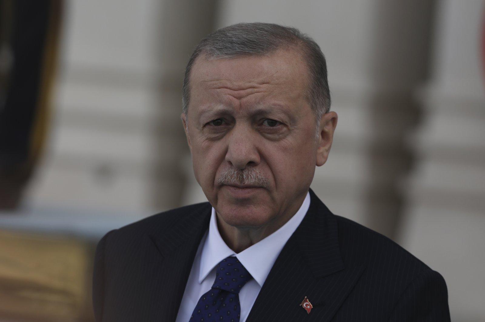 President Recep Tayyip Erdoğan arrives at an official welcome ceremony, in Ankara, Turkey, June 8, 2022. (AP Photo)
