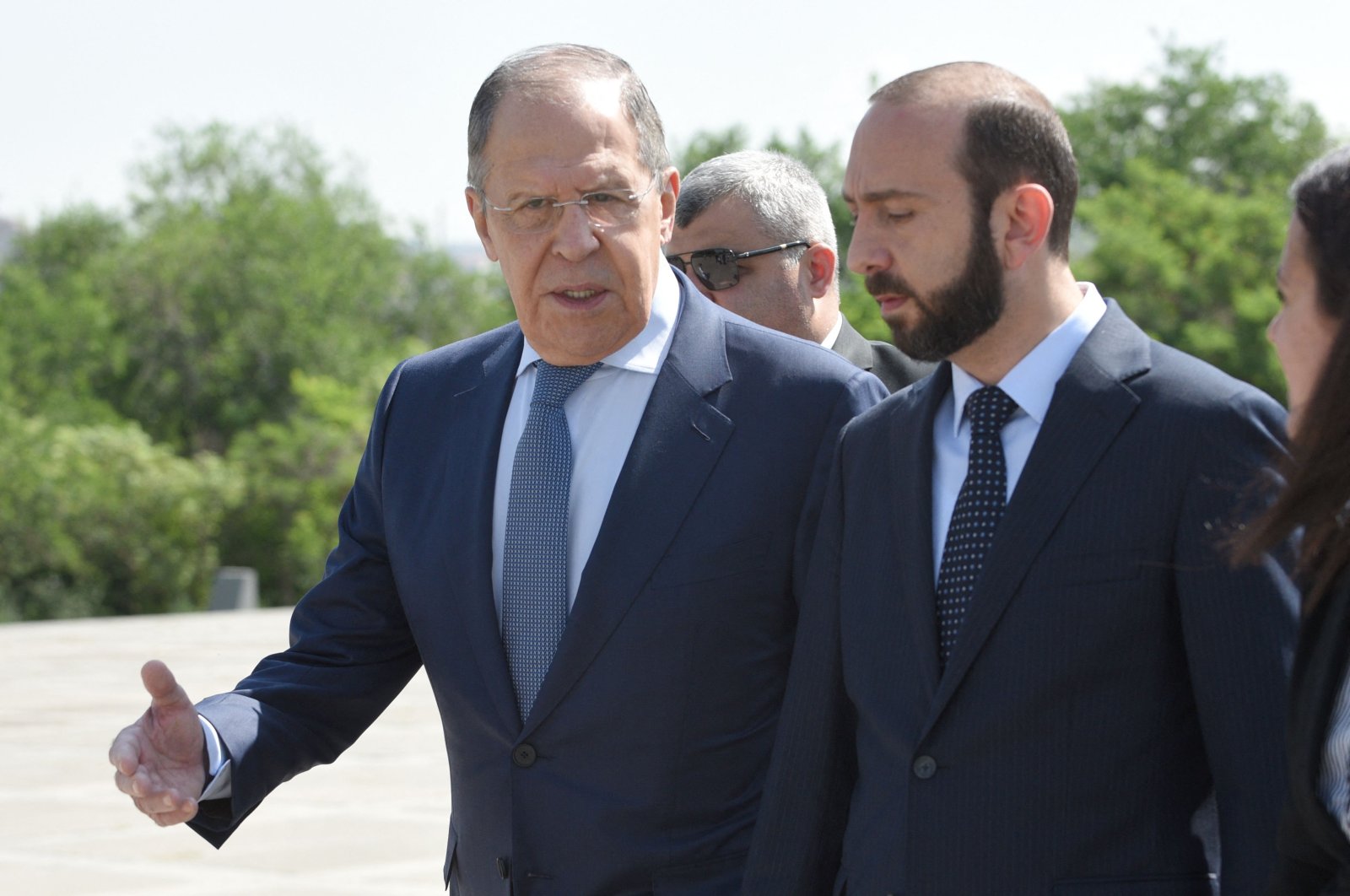 Russian Foreign Minister Sergei Lavrov (L) and Armenian Foreign Minister Ararat Mirzoyan in Yerevan, Armenia, June 9, 2022. (AFP Photo)