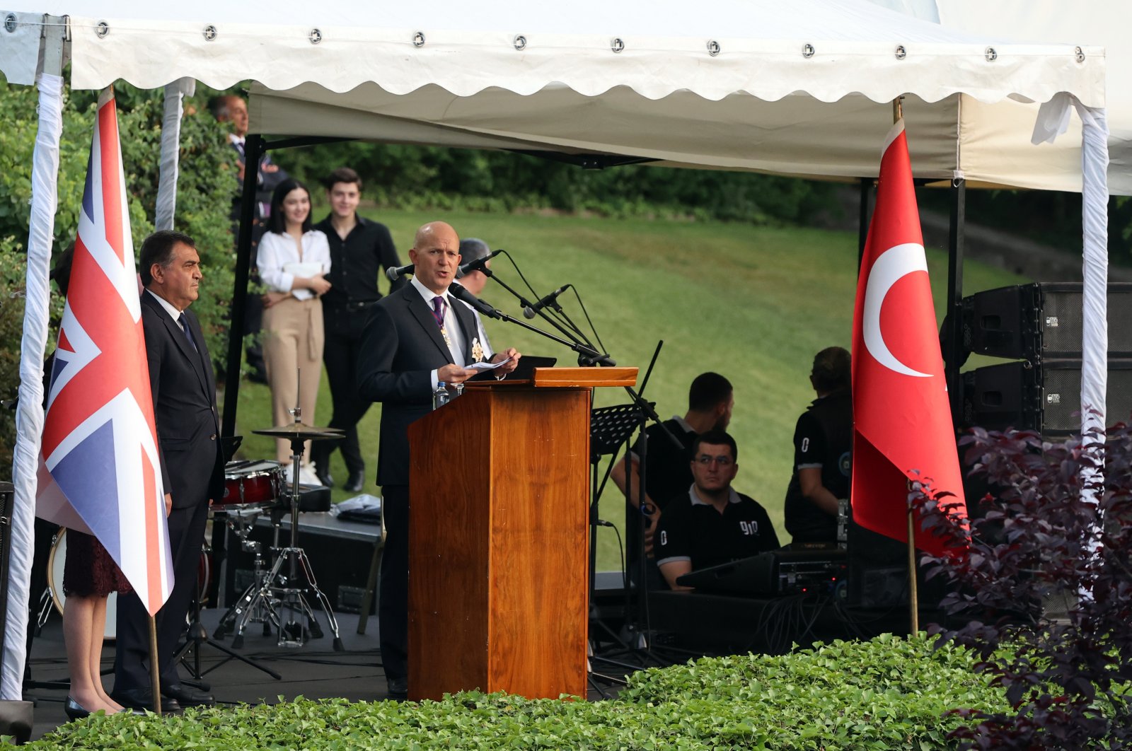 British Ambassador to Ankara Dominick Chilcott speaks during a ceremony to mark the 96th birthday and Platinum Jubilee of Queen Elizabeth II in the capital Ankara, Turkey, June 9, 2022. (AA Photo)