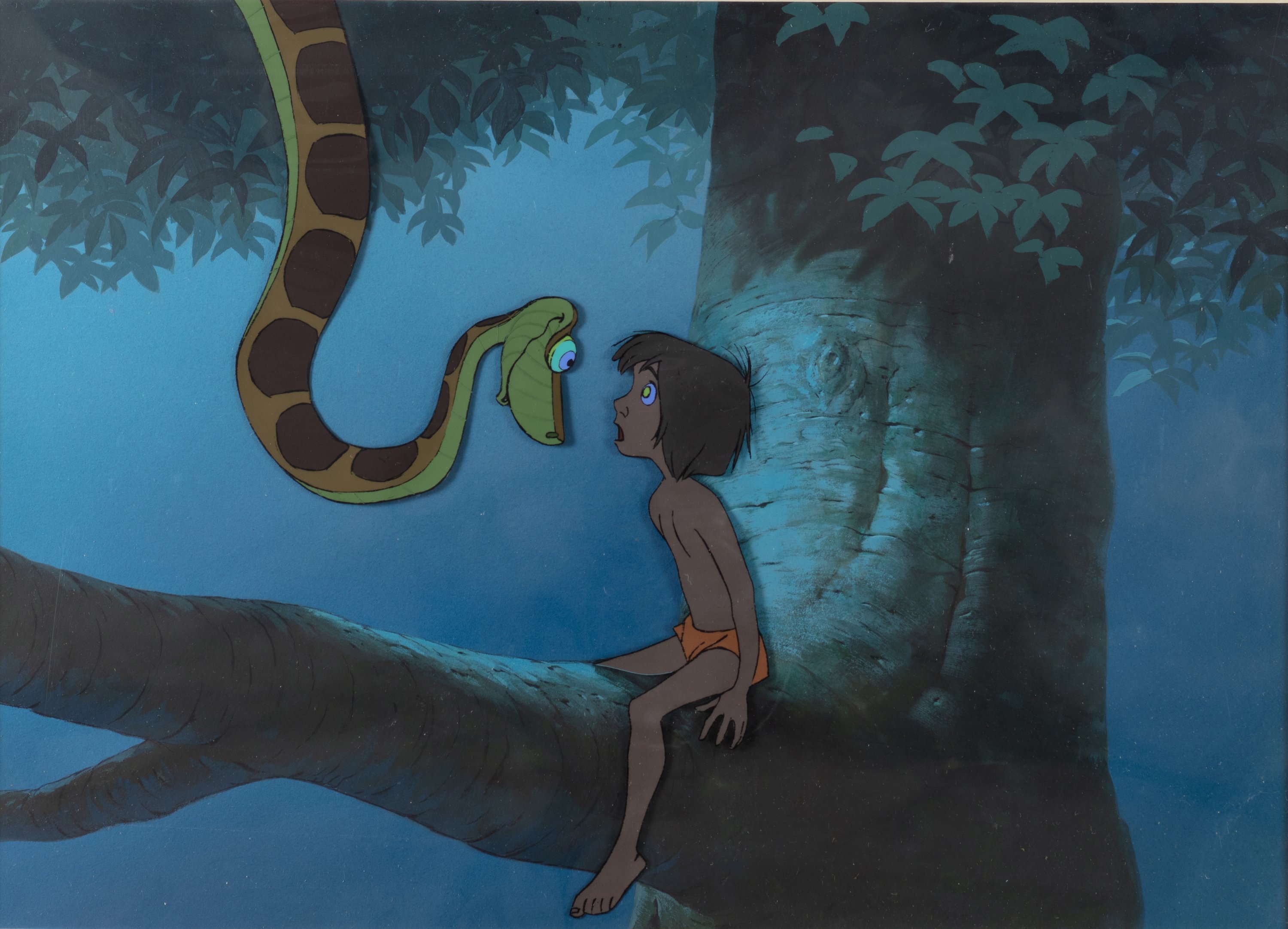 Kaa and Mowgli in the 1967 Disney classic 