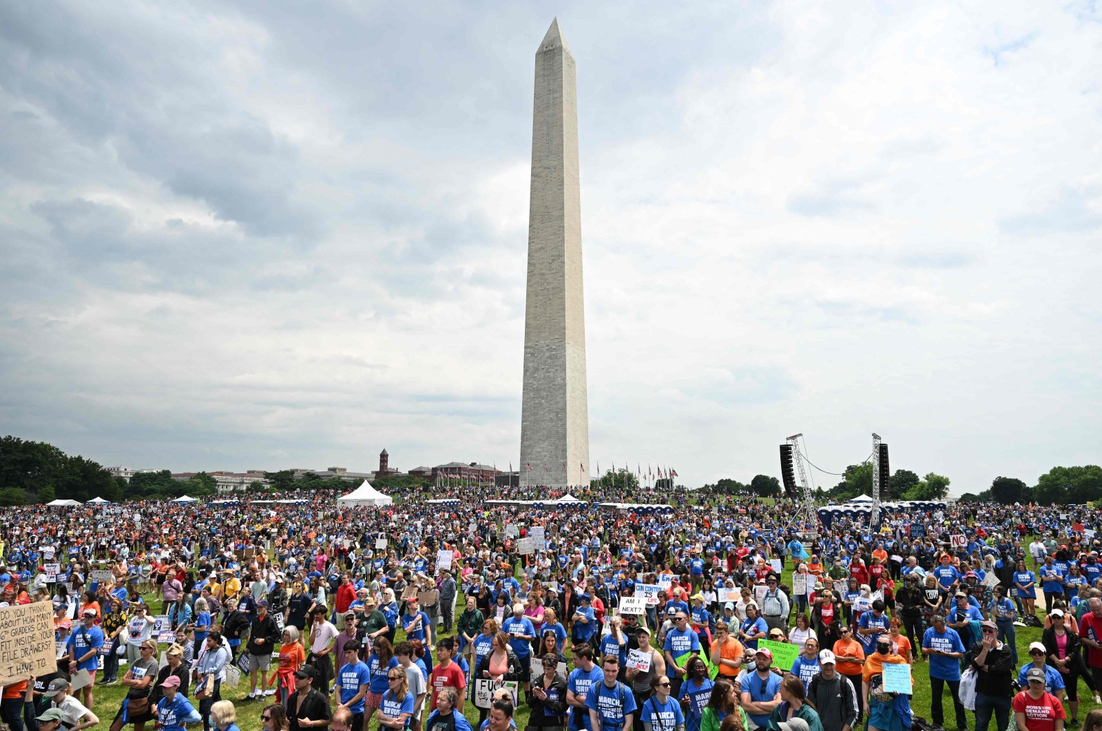 Thousands of gun control advocates join the "March for Our Lives" as they protest against gun violence during a rally near the Washington Monument on the National Mall in Washington, D.C., U.S., June 11, 2022. (AFP Photo)
