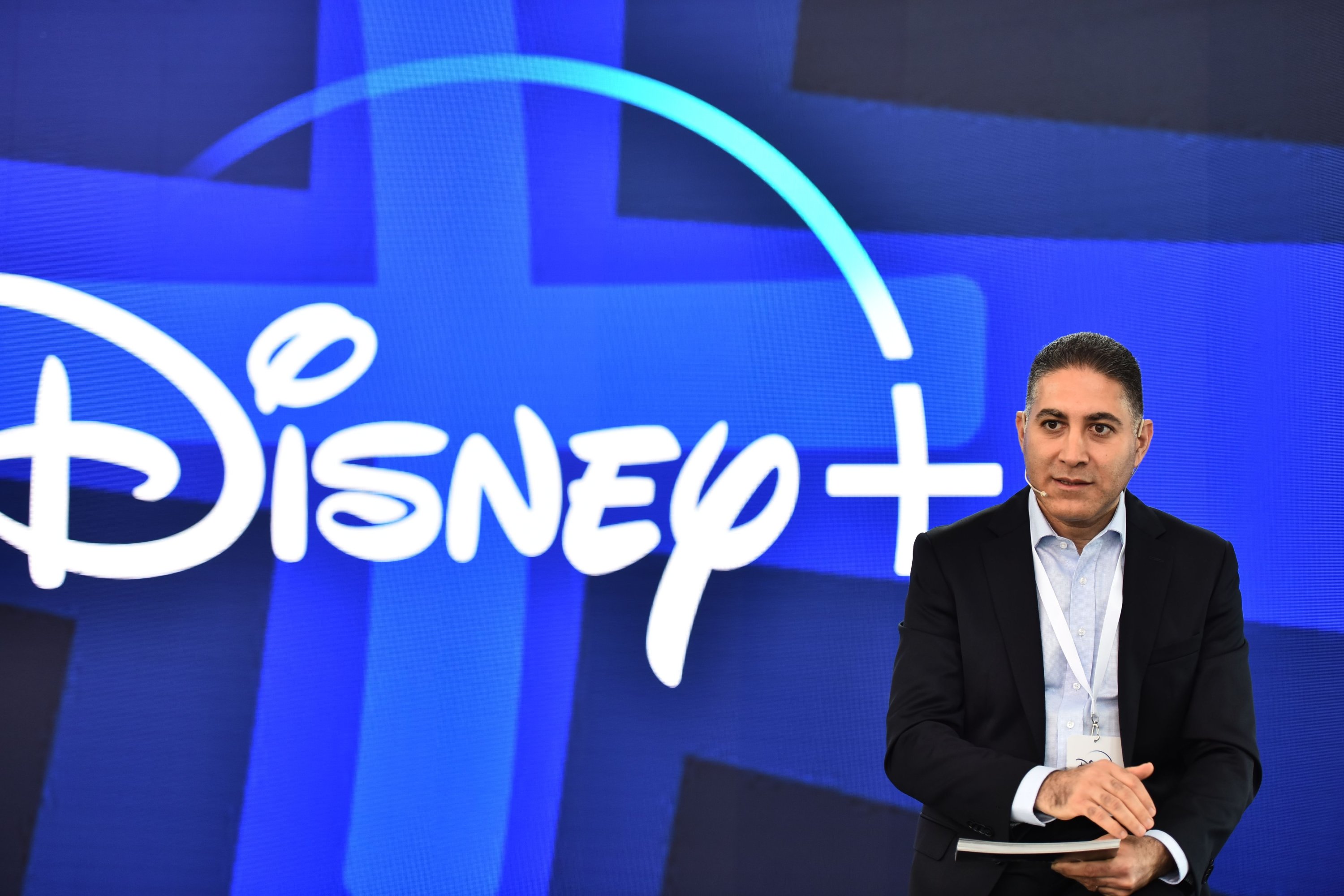 The Walt Disney Company Turkey General Manager Cenk Soner speaks at the Disney  press conference at the Esma Sultan Mansion in Istanbul on June 7.