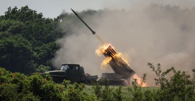 Ukrainian forces fire a BM-21 Grad multiple rocket launch system, near the town of Lysychansk, Luhansk region, Ukraine, June 12, 2022. (Reuters Photo)
