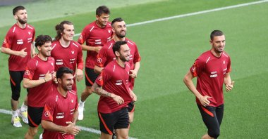 Turkey national team players train for the UEFA Nations League match against Lithuania, Izmir, Turkey, June 13, 2022. (IHA Photo)