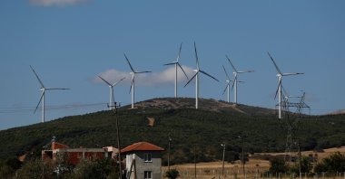 Wind turbines used to generate electricity are seen near the town of Susurluk in Balıkesir province, Turkey, Aug. 31, 2017. (Reuters Photo)
