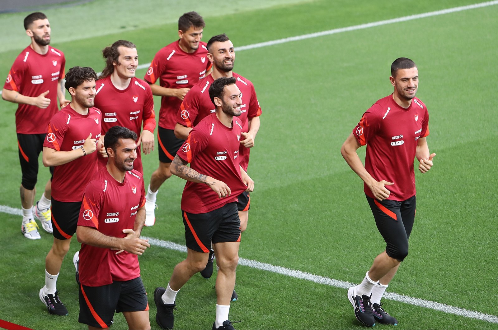 Turkey national team players train for the UEFA Nations League match against Lithuania, Izmir, Turkey, June 13, 2022. (IHA Photo)