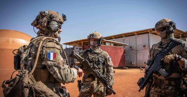 French soldiers are seen at Menaka military base, northeastern Mali in this undated handout photo released by the French defense staff, June 13, 2022. (French defense staff via AFP)