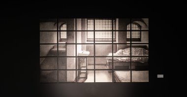 Elif Özen, "Sleep," drawing, bromoil print on paper, 30 pieces, 100 by 173 centimeters. (Courtesy of Akbank Sanat)