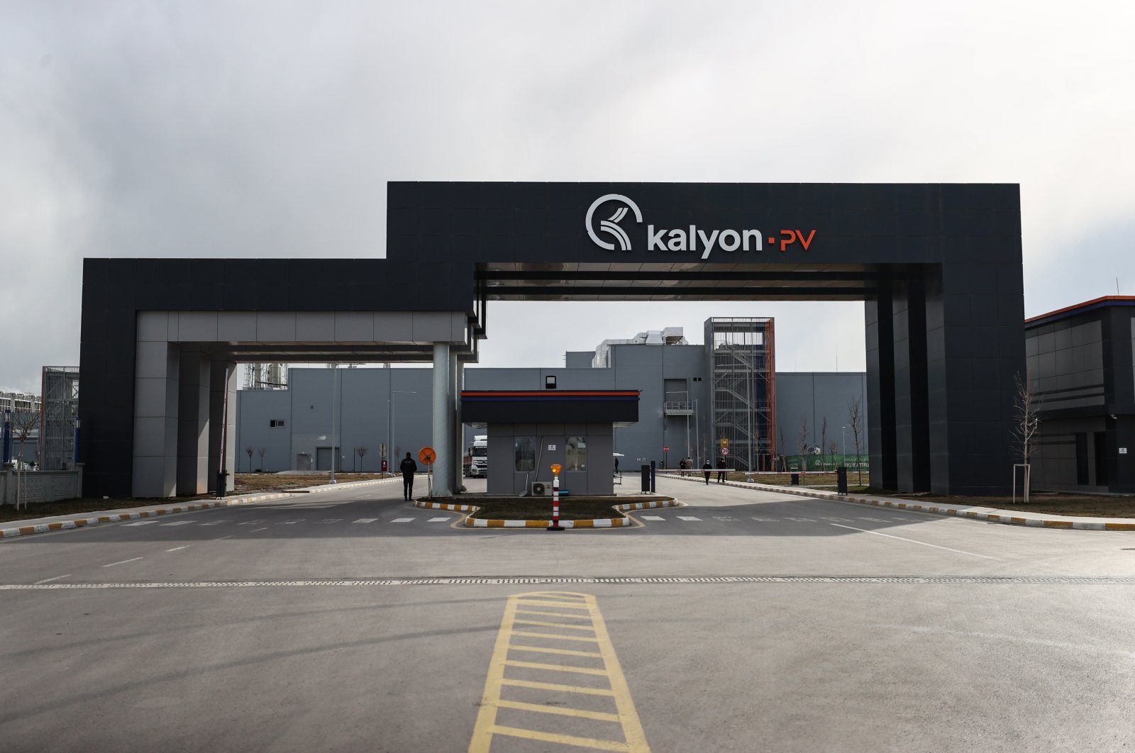 An entrance to Kalyon Holding&#039;s solar panel manufacturing facility in Ankara, Turkey, March 18, 2022. (AA Photo)