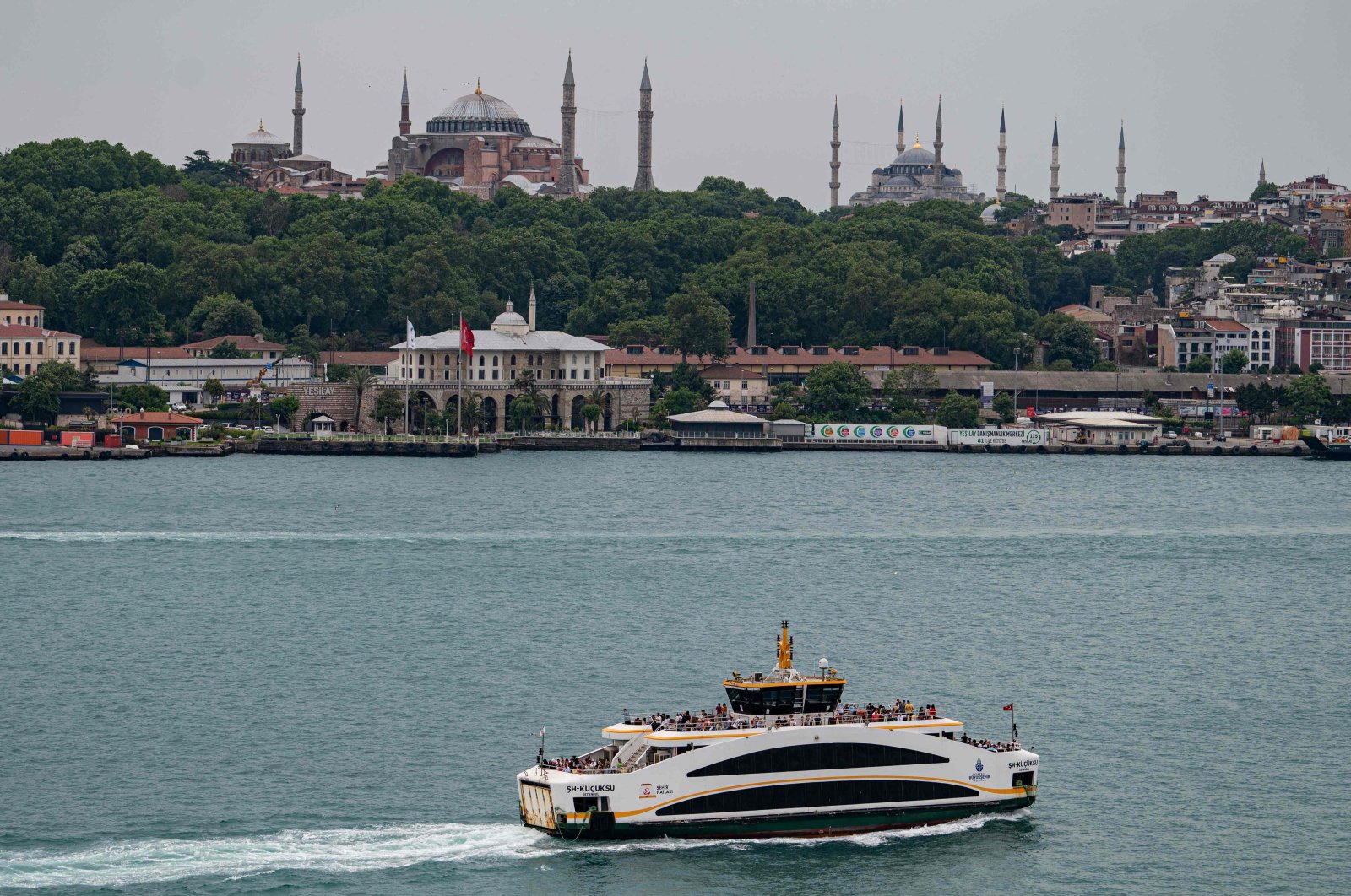 A view from the Costa Venezia cruise ship moored in Istanbul, Turkey, June 6, 2022. (AFP)